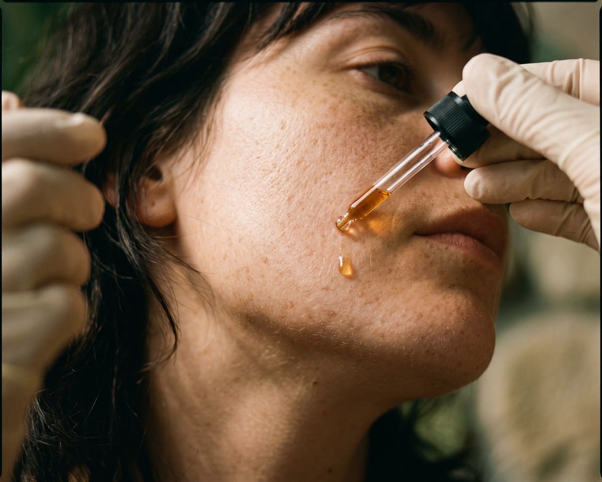Pipeta sobre la mejilla